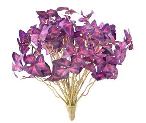 Plante artificielle Trèfle Oxalis en piquet - décoration d'intérieur - H.30cm pourpre