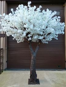 Arbre artificiel fleuri Cerisier du Japon - dcoration d'intrieur - H.350cm blanc