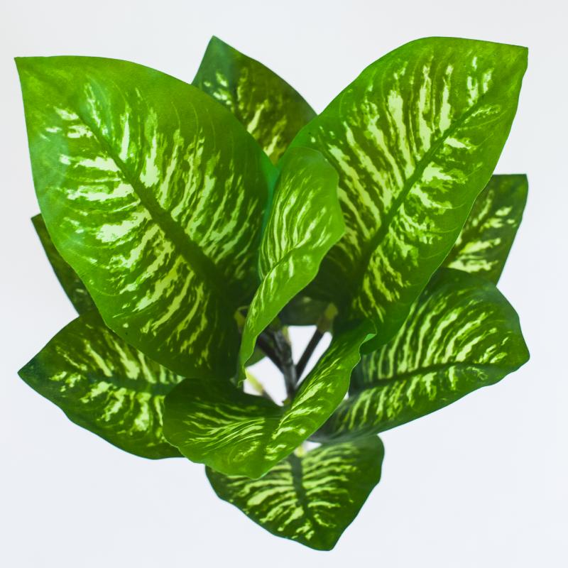 Feuillage artificiel piquet Dieffenbachia mini intérieur 34cm vert