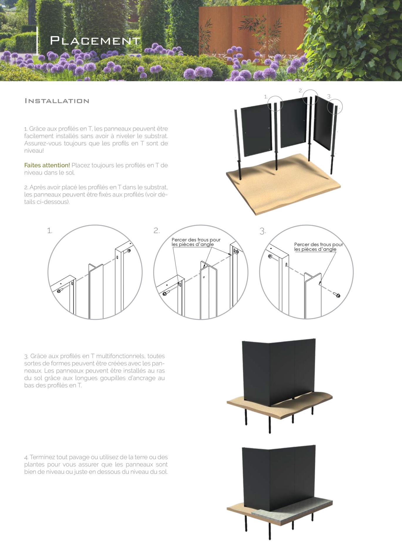 Panneau Acier Corten rouille - décoration jardin terrasse - H.180x80cm