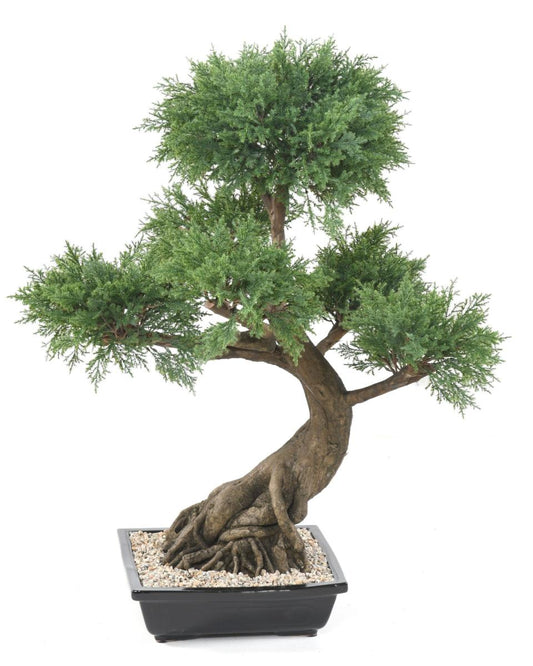 Bonsaï Juniperus artificiel en coupe - plante synthétique intérieur - H.100cm