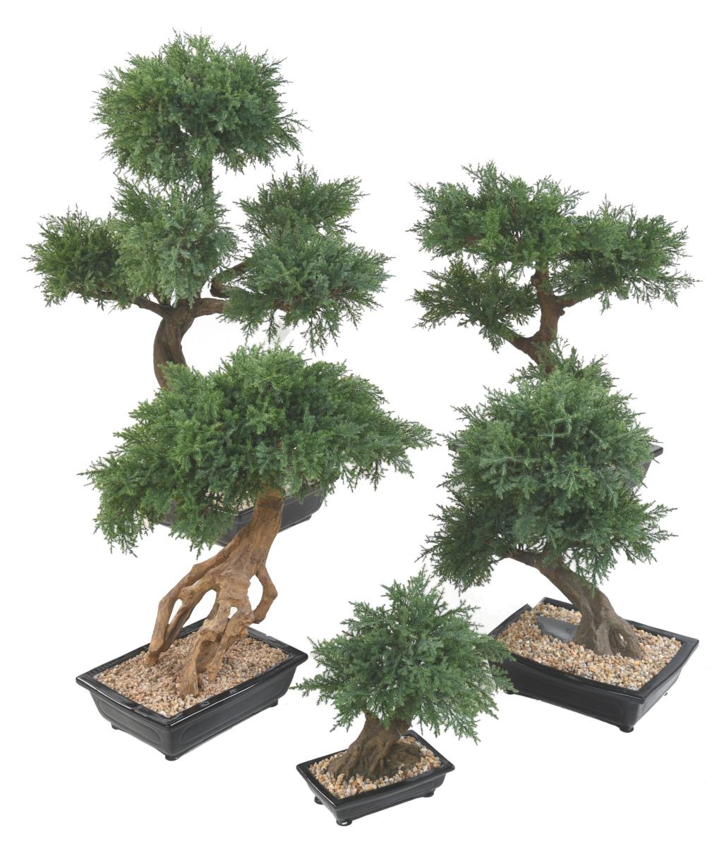 Bonsaï Juniperus artificiel en coupe - plante synthétique intérieur - H.55cm