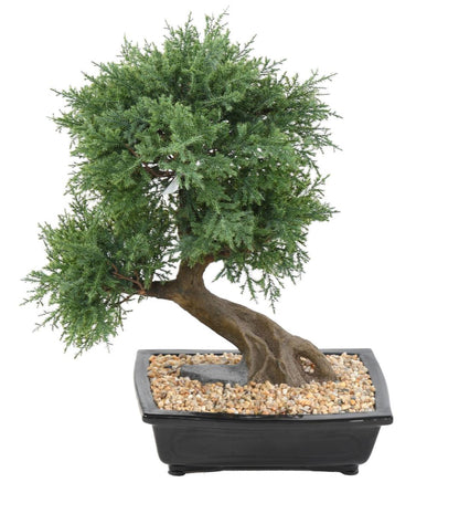 Bonsaï Juniperus artificiel en coupe - plante synthétique intérieur - H.55cm