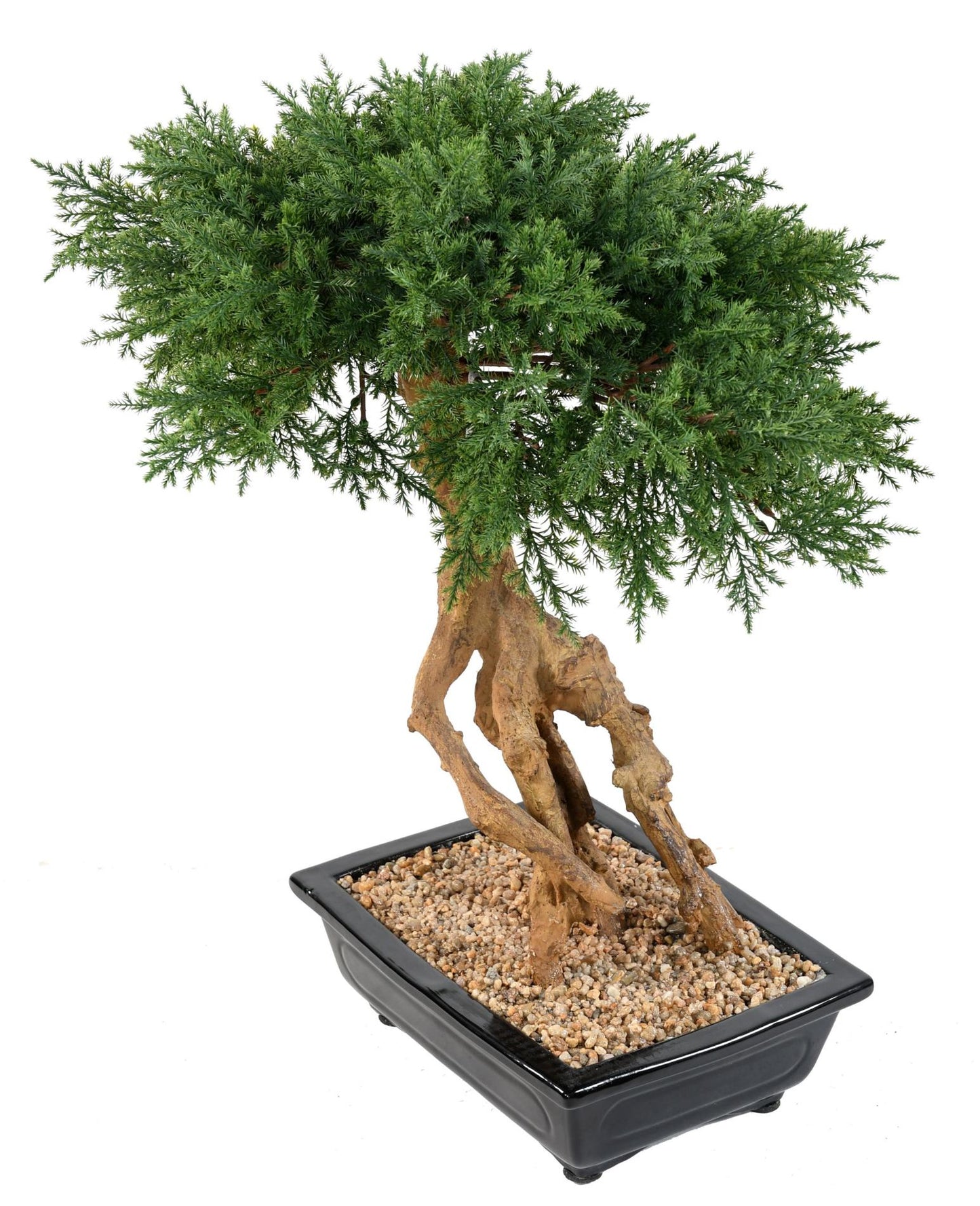 Bonsaï Juniperus artificiel en coupe - plante synthétique intérieur - H.60cm