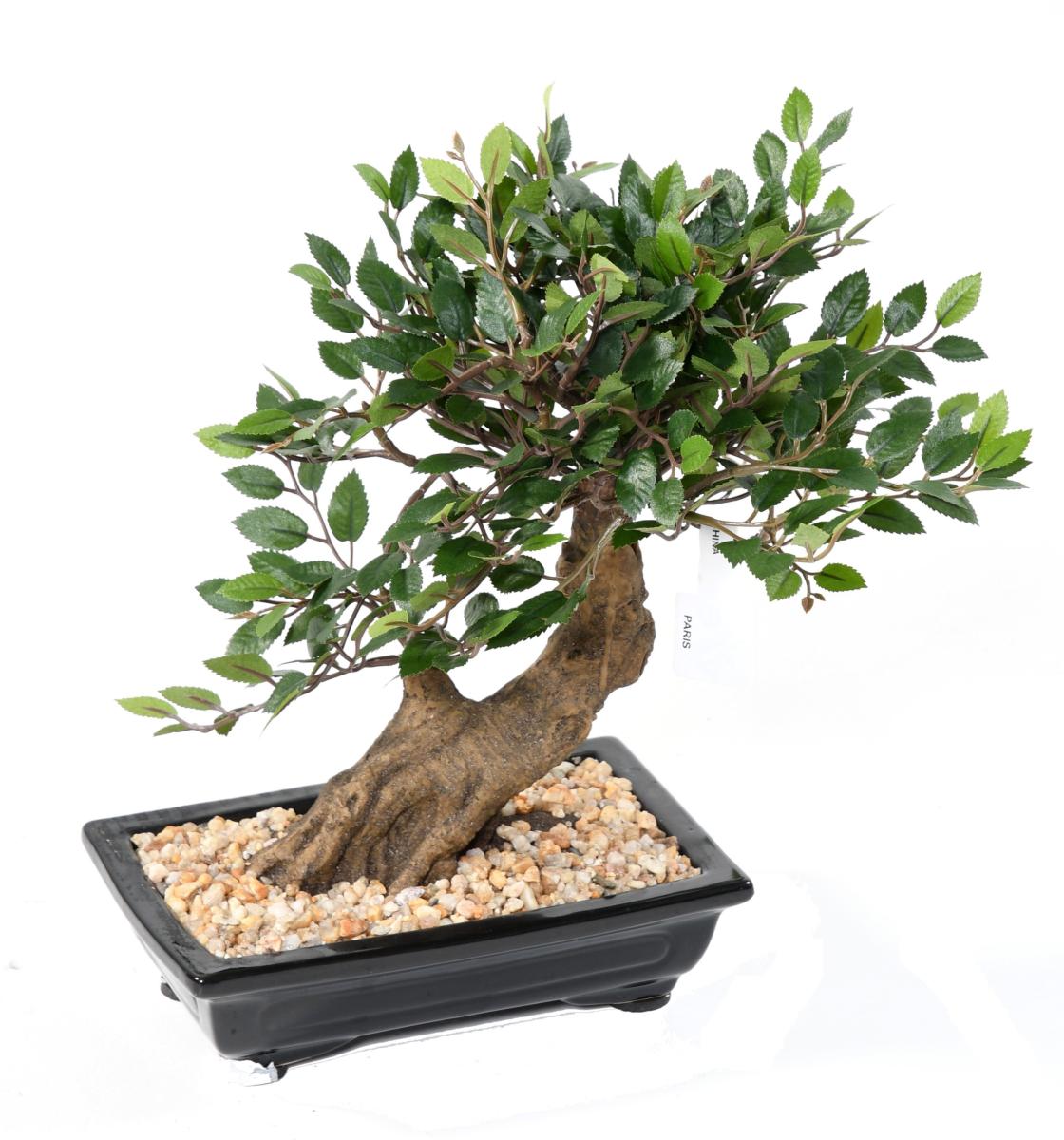 Bonsaï Orme artificiel coupe avec gravier - plante synthétique intérieur - H.30cm