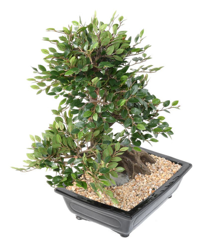 Bonsaï Orme artificiel coupe avec gravier - plante synthétique intérieur - H.52cm