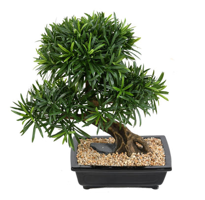 Bonsaï Podocarpus artificiel en coupe - plante synthétique intérieur - H.50cm