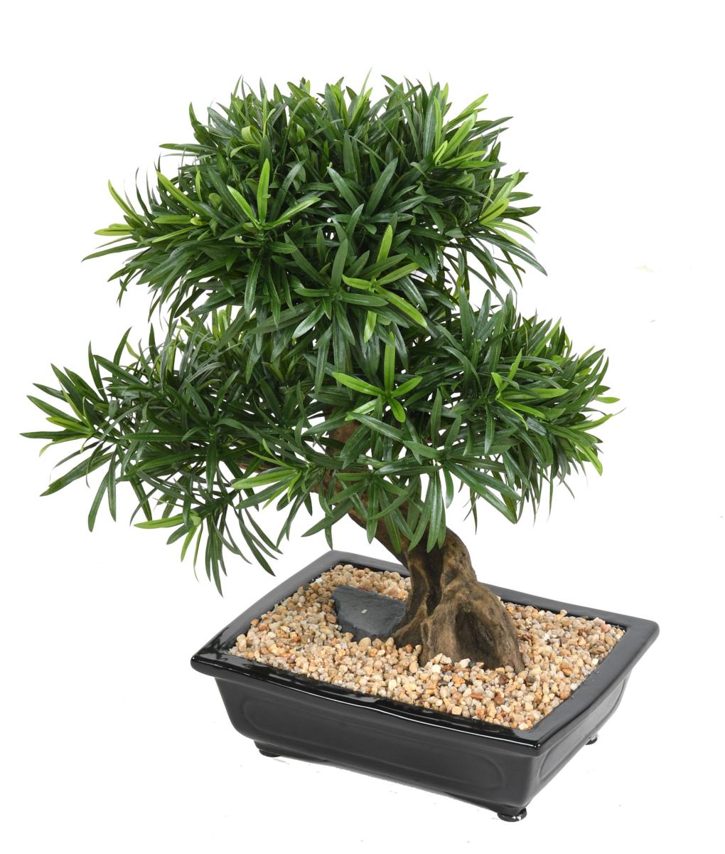 Bonsaï Podocarpus artificiel en coupe - plante synthétique intérieur - H.50cm