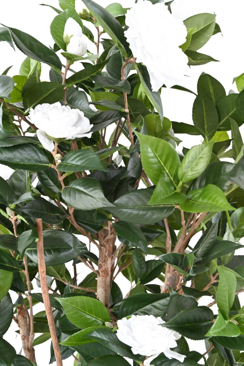 Arbre artificiel Camélia du japon 12 fleurs - intérieur - H.160cm blanc