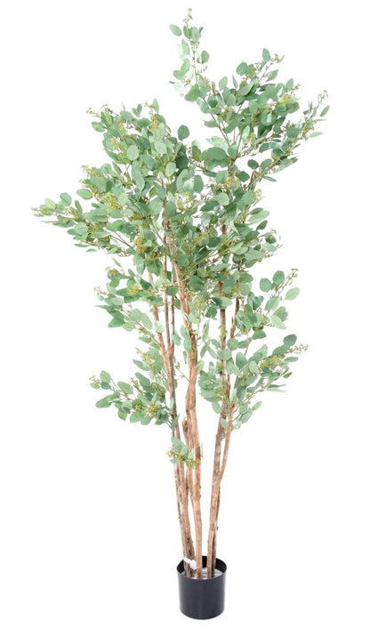 Arbre artificiel Eucalyptus - plante synthétique d'intérieur - H.185cm vert
