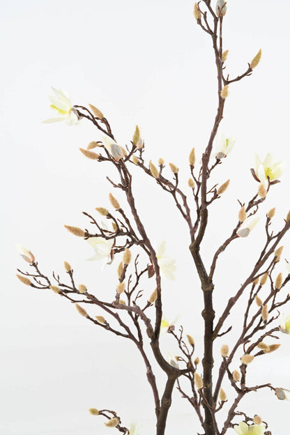 Arbre artificiel Magnolia Tulipier du Japon en floraison - plante d'intérieur - H.150cm blanc