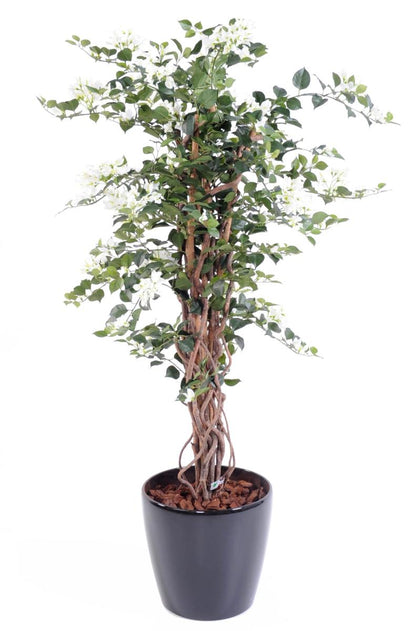 Arbre artificiel fleuri Bougainvillier - plante d'intérieur - H.150cm blanc