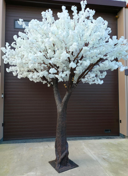 Arbre artificiel fleuri Cerisier du Japon - décoration d'intérieur - H.350cm blanc