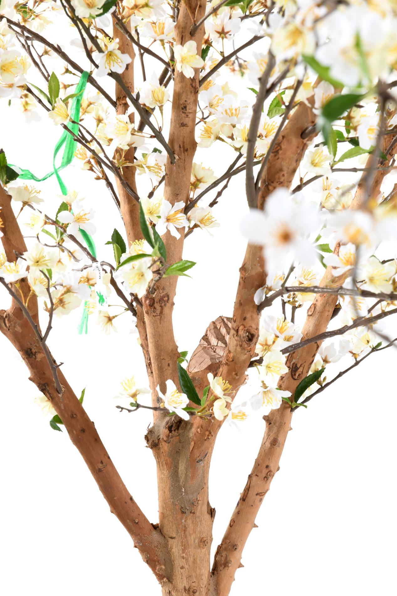 Arbre artificiel fleuri Cerisier en fleur - plante synthétique - H.220cm blanc