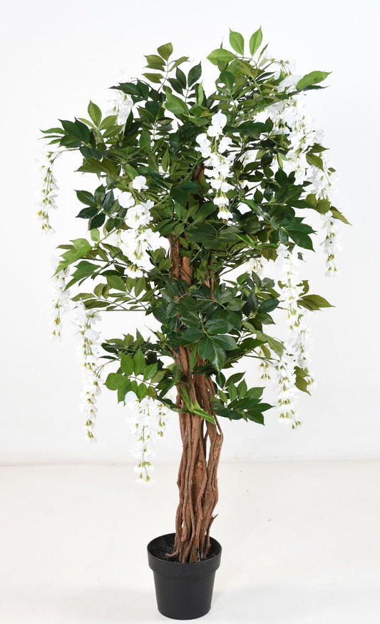 Arbre artificiel fleuri Glycine blanche - plante d'intérieur - H.145cm