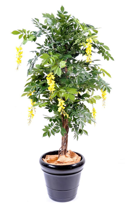 Arbre artificiel fleuri Glycine multi tree - plante d'intérieur - H.150cm jaune