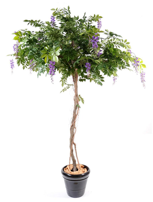 Arbre artificiel fleuri Glycine round - plante d'intérieur - H.235cm lavande