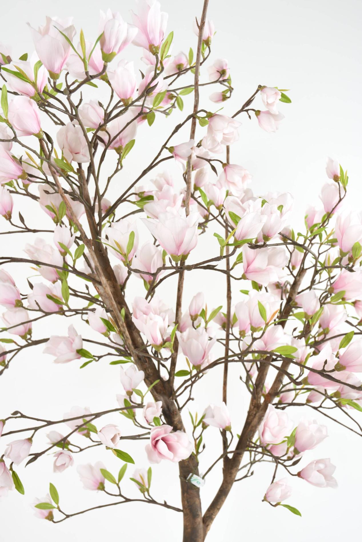 Arbre artificiel fleuri Magnolia Tulipier du Japon - plante d'intérieur - H.230cm blanc