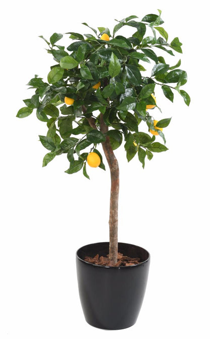 Arbre artificiel fruitier Citronnier tête en pot - intérieur - H.110cm vert jaune