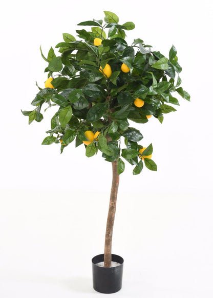 Arbre artificiel fruitier Citronnier tête en pot - intérieur - H.110cm vert jaune