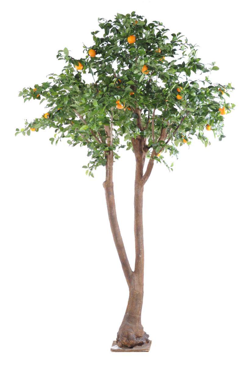 Arbre artificiel fruitier Oranger double - intérieur - H.340cm vert orange