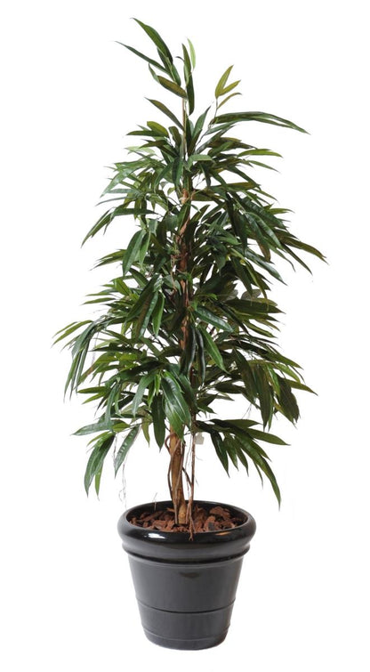 Arbre artificiel luxe Ficus alii - plante d'intérieur - H.160cm vert