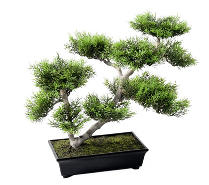 Bonsaï Pin artificiel en coupe - plante synthétique intérieur extérieur - H.42cm