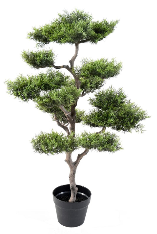 Bonsaï Pin artificiel en pot - plante synthétique intérieur extérieur - H.95cm