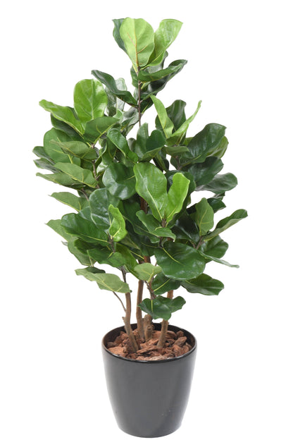 Arbre artificiel Lyrata buisson - ficus synthétique d'intérieur - H.105cm vert