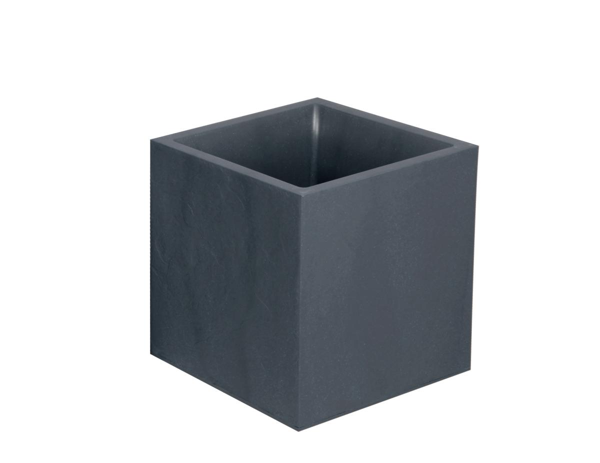 Bac pour fleur carré Volcania intérieur extérieur balcon H.43cm anthracite EDA PLASTIQUES