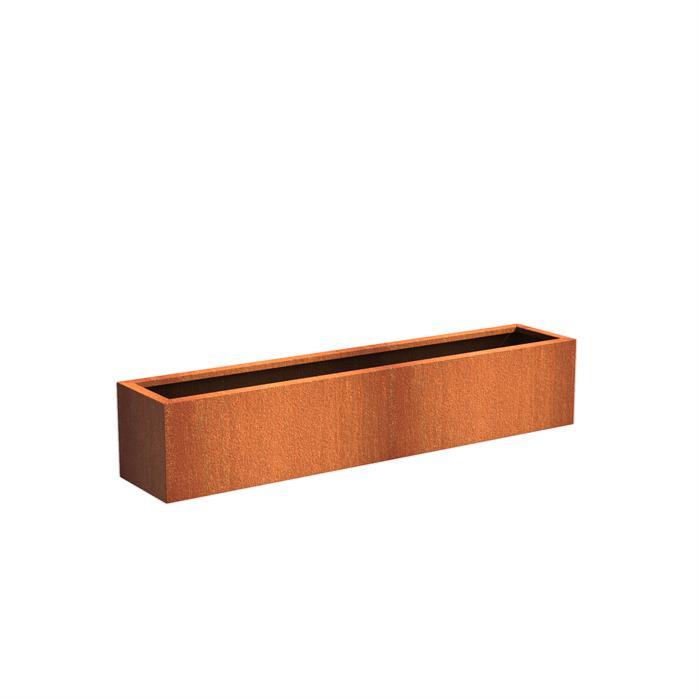 Bac pour fleur jardinière Ande - extérieur jardin - L.200xH.40cm Acier Corten