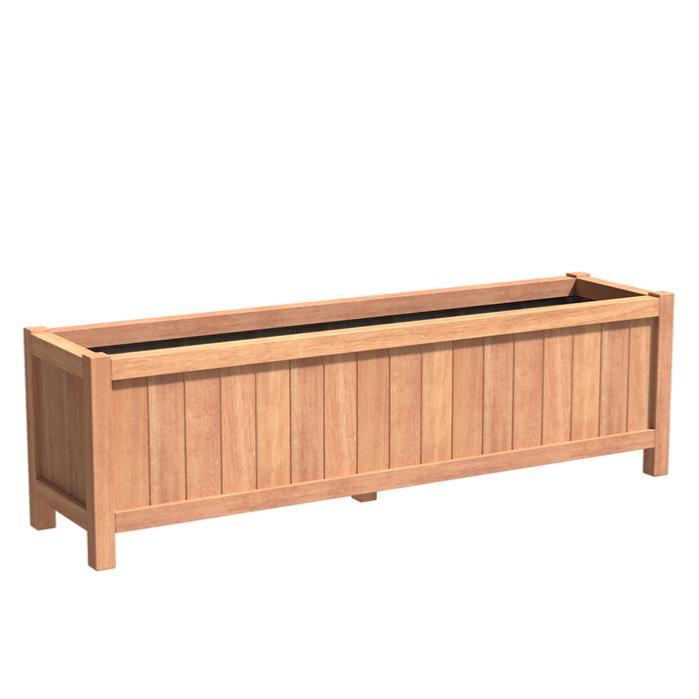 Bac pour fleur jardinière bois exotique Valencia - extérieur - L.200xH.60cm