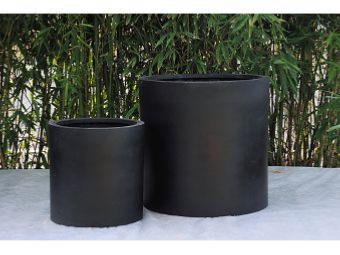 Bac pour fleur pot cylindre - intérieur extérieur - H.60xØ.60cm noir Fiberstone