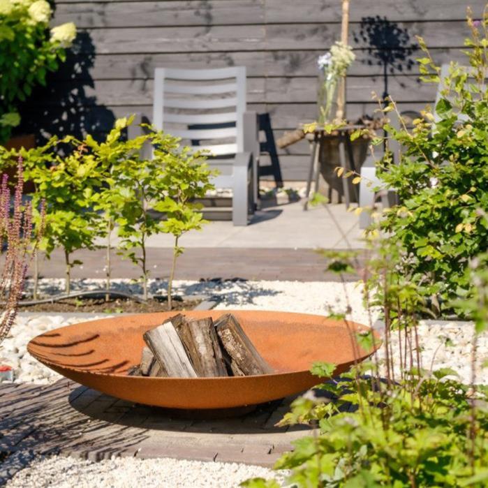 Brasero d'extérieur Acier Corten - mobilier jardin terrasse - Ø.120cm rouille