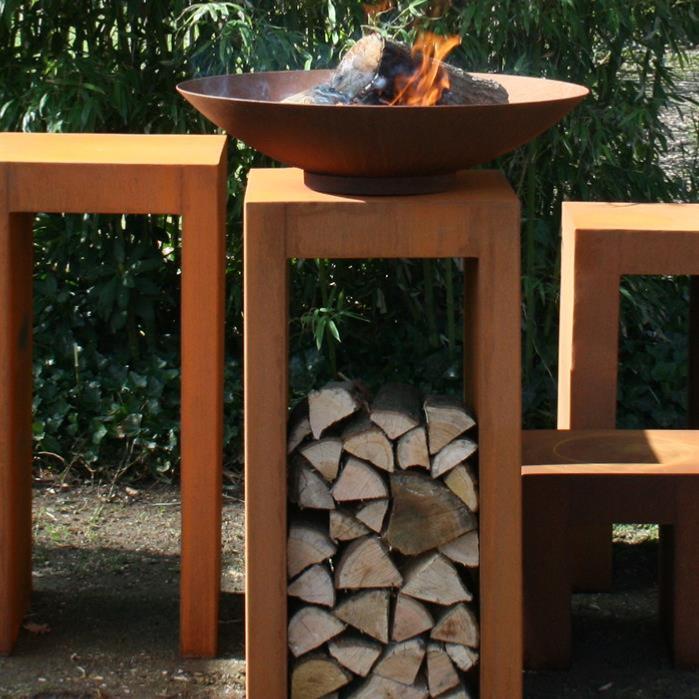 Brasero d'extérieur Acier Corten - mobilier jardin terrasse - Ø.120cm rouille