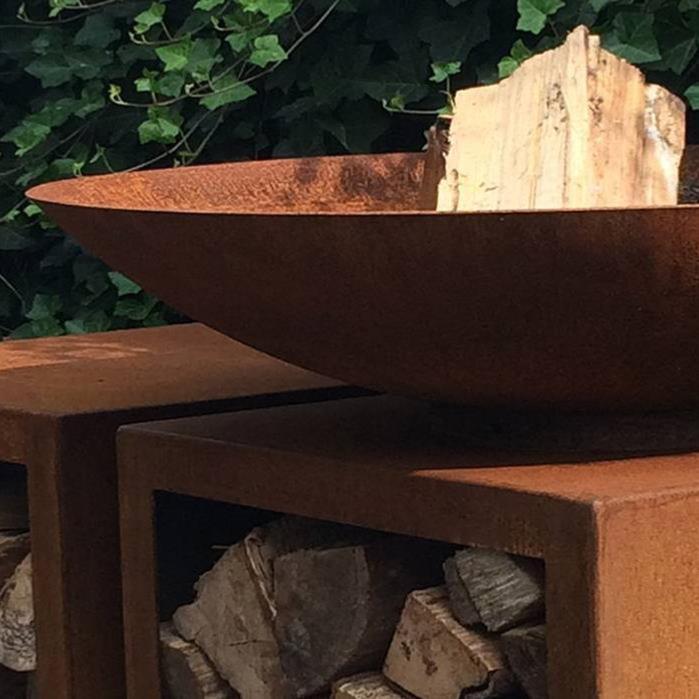 Brasero d'extérieur Acier Corten - mobilier jardin terrasse - Ø.120cm rouille