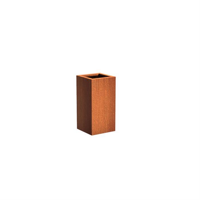 Pot pour fleur bac carré haut rouillé - extérieur jardin - H.80x40cm Corten