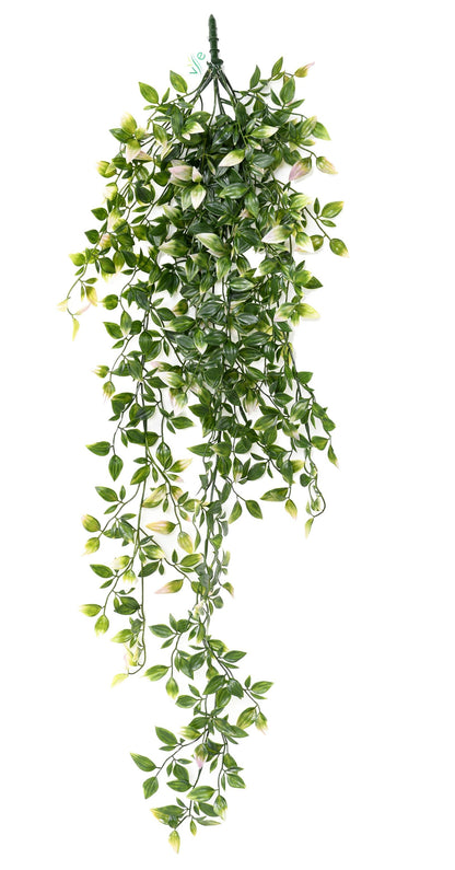 Chute artificielle Tradescantia résistant UV - plante pour extérieur - H.85cm vert rose