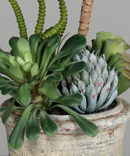 Composition florale artificielle de succulentes en pot - plante d'intérieur - H.25cm