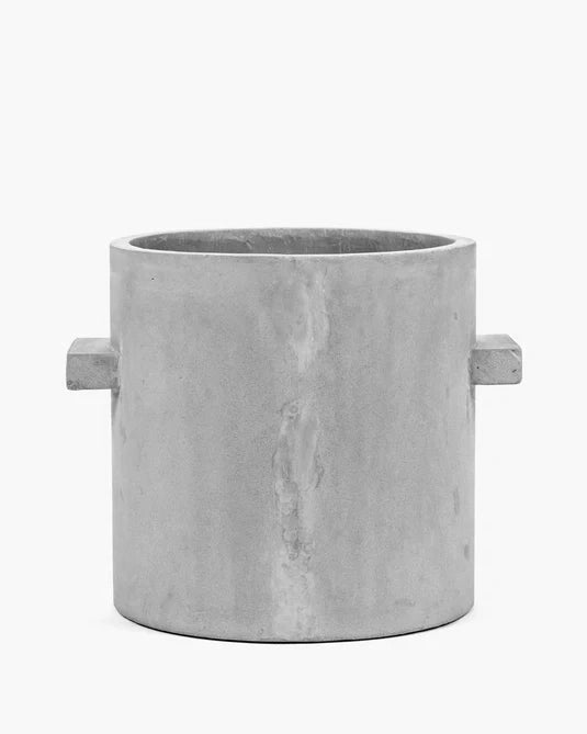 Pot de fleur rond en béton - décoration d'intérieur - H.27xØ.27cm gris ciment