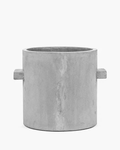 Pot de fleur rond en béton - décoration d'intérieur - H.27xØ.27cm gris ciment