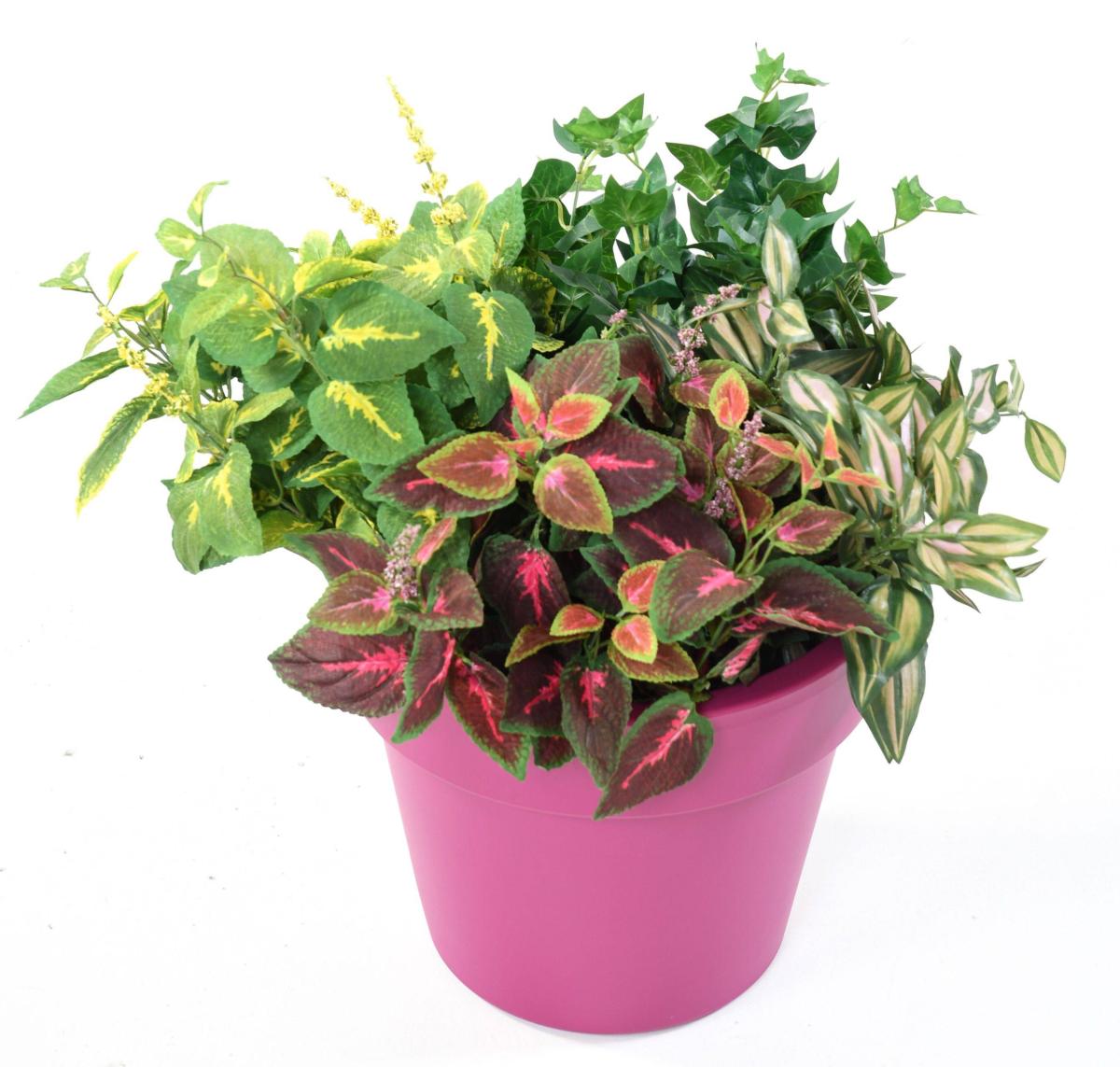 Feuillage artificiel Coleus en piquet - plante verte intérieur - H.40cm vert rouge