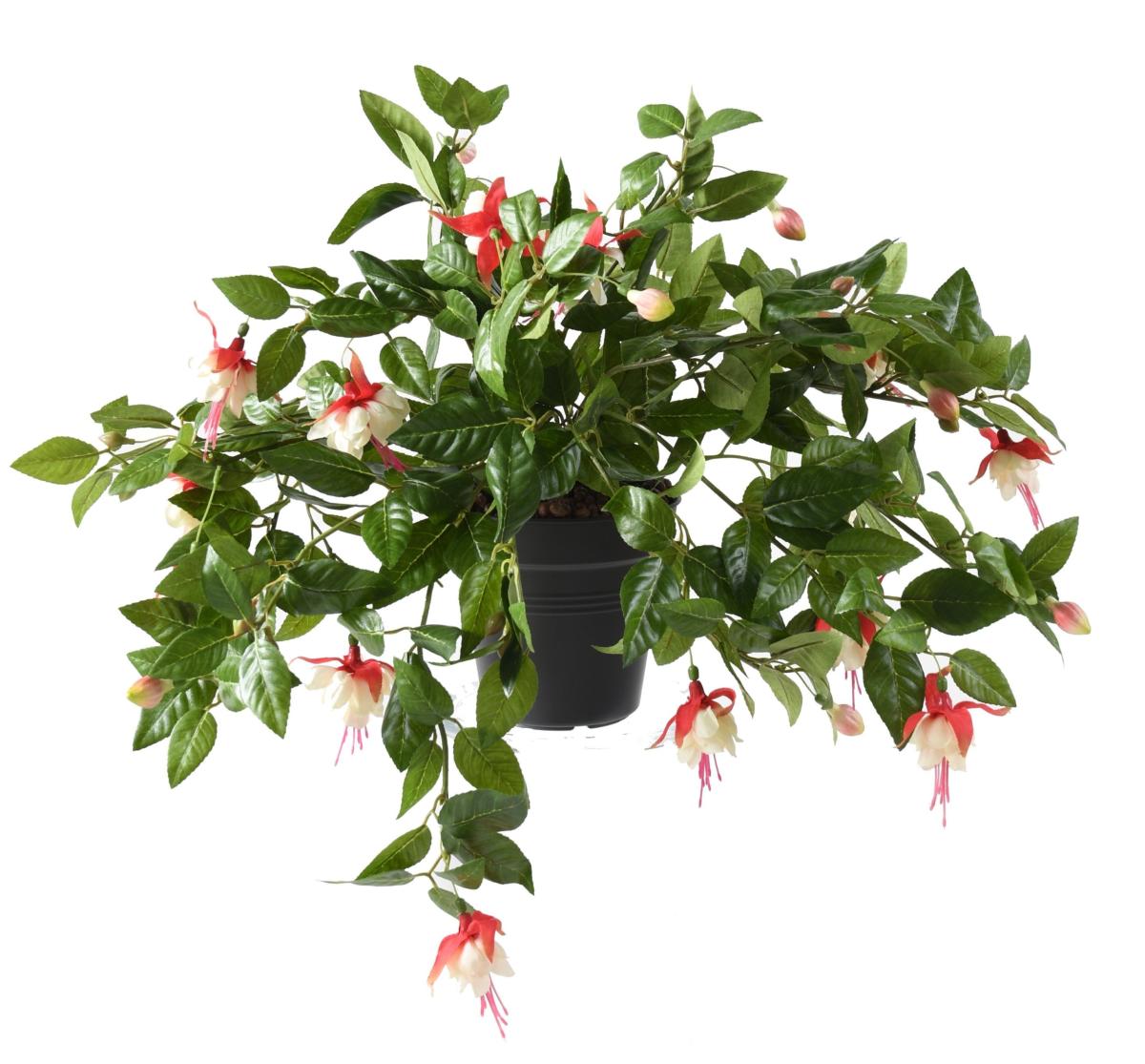 Feuillage artificiel fleuri Fuchsia en piquet - intérieur - H.25cm crème rouge