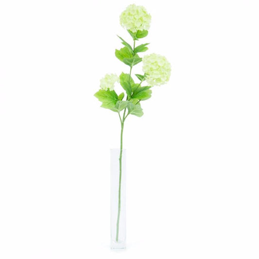 Fleur artificielle Boule de neige 2 fleurs 1 bouton - composition bouquet - H. 61cm vert