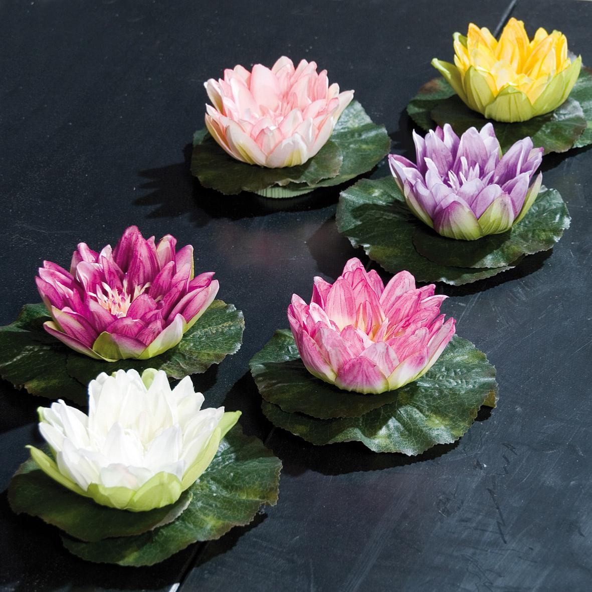 Fleur artificielle Nénuphar Lotus - décoration d'intérieur - Ø.12cm jaune