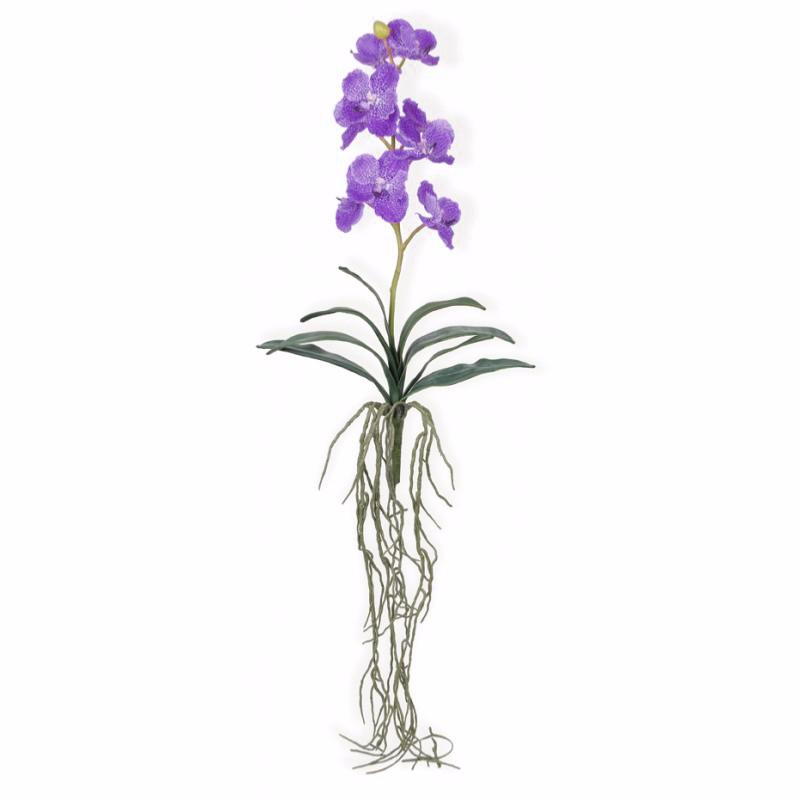 Fleur artificielle Orchidée Vanda feuillage et racines H.58cm lavande