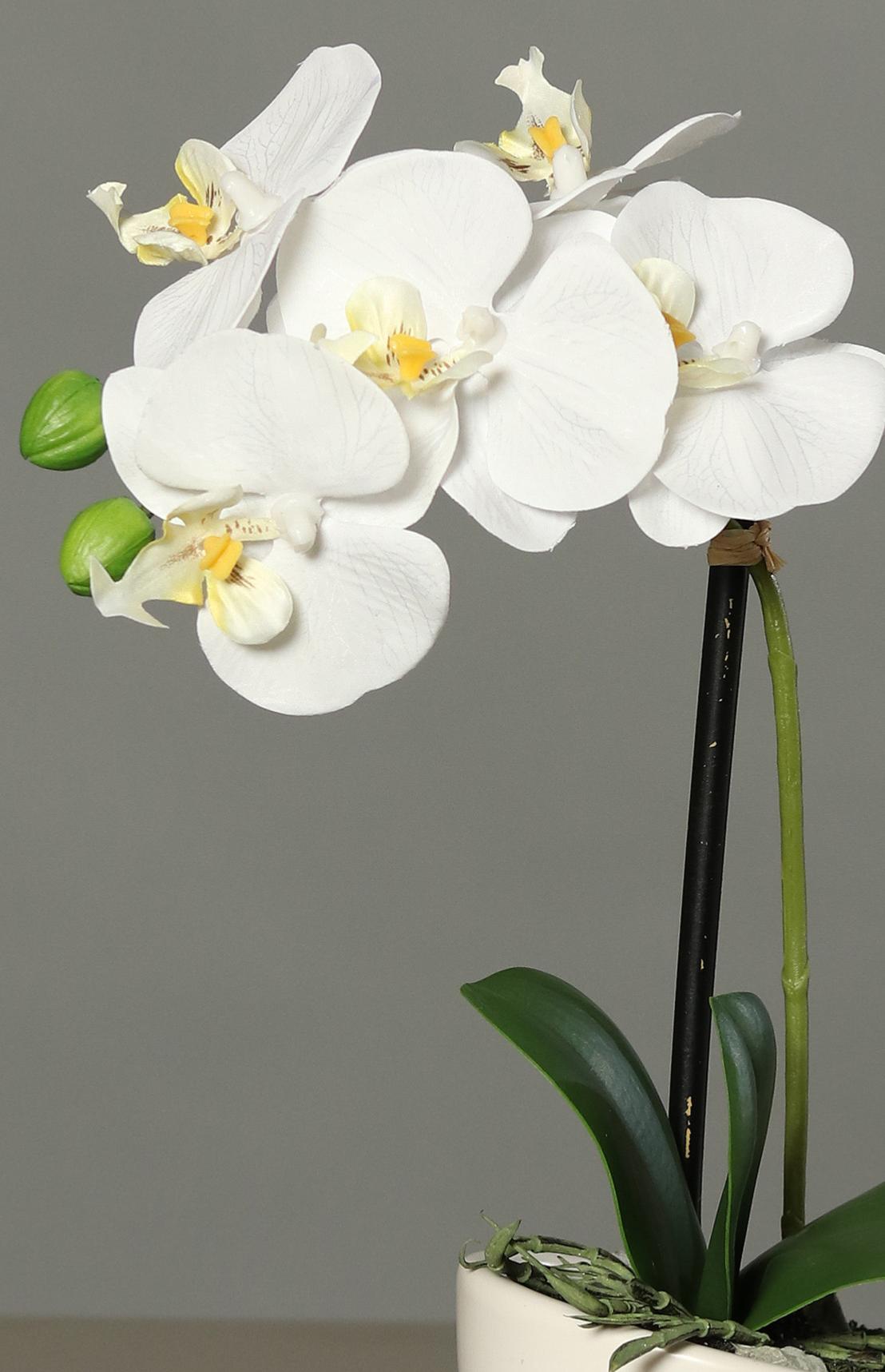 Fleur artificielle Orchidée pot céramique blanc - plante d'intérieur - H.30cm