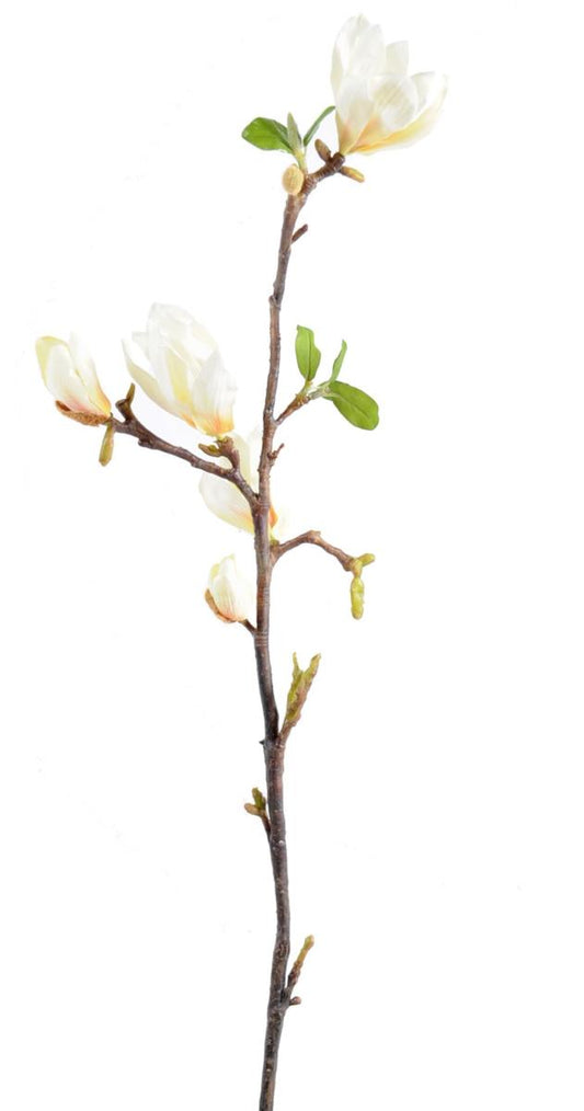 Fleur artificielle branche de Magnolia - création florale intérieur - H.83cm blanc