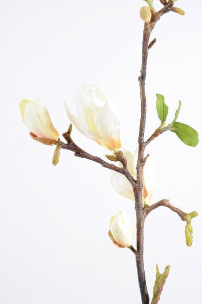 Fleur artificielle branche de Magnolia - création florale intérieur - H.83cm blanc