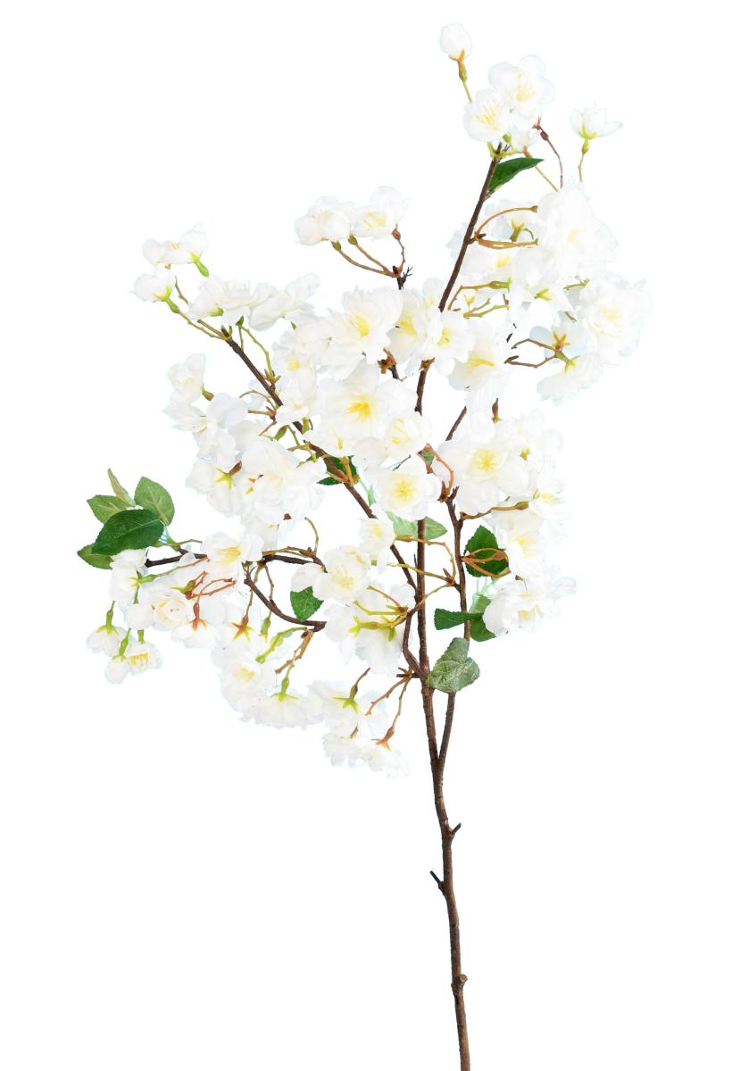 Fleur artificielle branche de cerisier - 85 fleurs 16 feuilles - H.105cm blanc